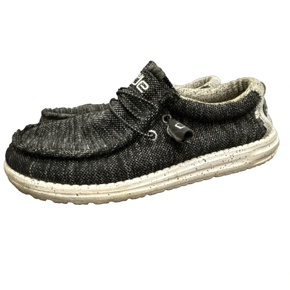 Hey Dude Mens Wally Stretch Meteorite Shoes Size 8 Black & Grey  110383264